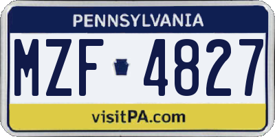 PA license plate MZF4827