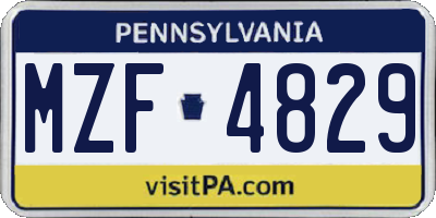 PA license plate MZF4829