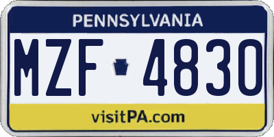 PA license plate MZF4830