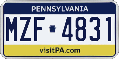 PA license plate MZF4831