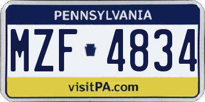 PA license plate MZF4834