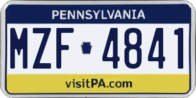 PA license plate MZF4841