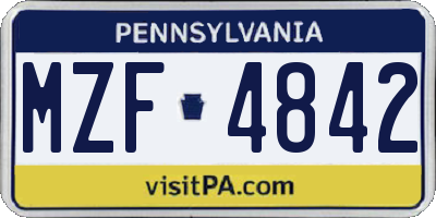 PA license plate MZF4842