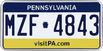 PA license plate MZF4843