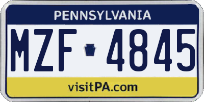PA license plate MZF4845