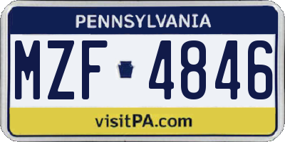 PA license plate MZF4846