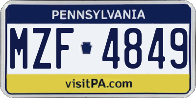 PA license plate MZF4849