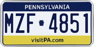 PA license plate MZF4851