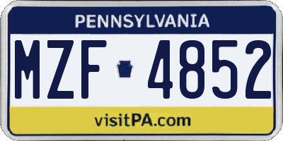 PA license plate MZF4852