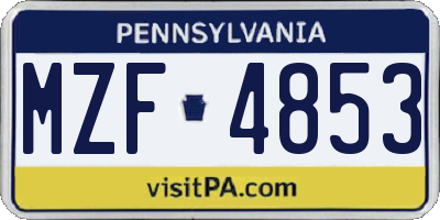 PA license plate MZF4853