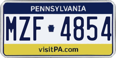 PA license plate MZF4854