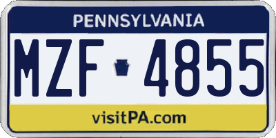 PA license plate MZF4855
