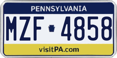 PA license plate MZF4858