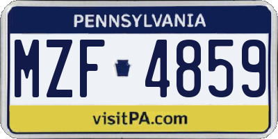 PA license plate MZF4859