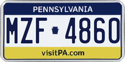 PA license plate MZF4860