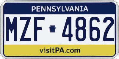 PA license plate MZF4862