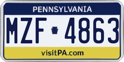 PA license plate MZF4863