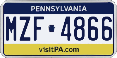 PA license plate MZF4866