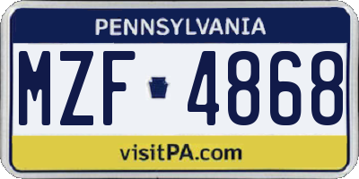 PA license plate MZF4868