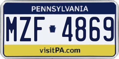 PA license plate MZF4869