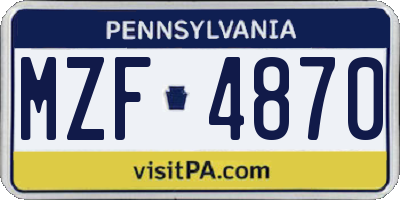 PA license plate MZF4870