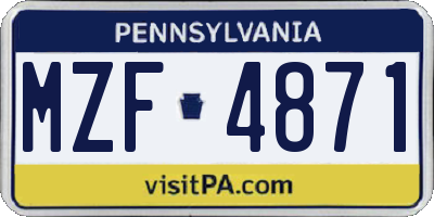 PA license plate MZF4871