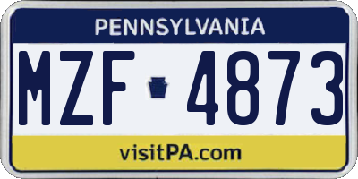 PA license plate MZF4873