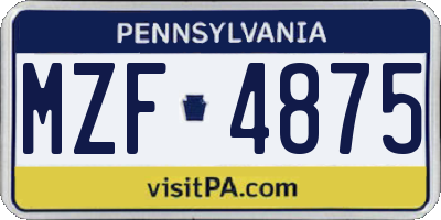 PA license plate MZF4875
