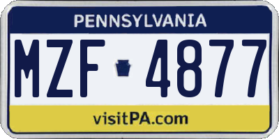 PA license plate MZF4877