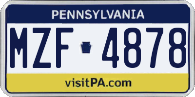 PA license plate MZF4878