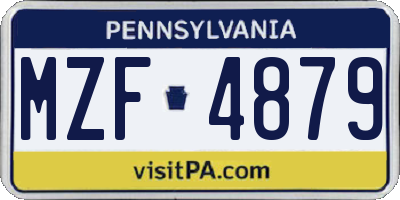PA license plate MZF4879