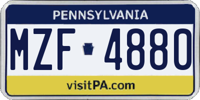 PA license plate MZF4880