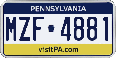PA license plate MZF4881