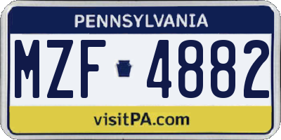 PA license plate MZF4882