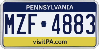 PA license plate MZF4883