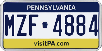 PA license plate MZF4884