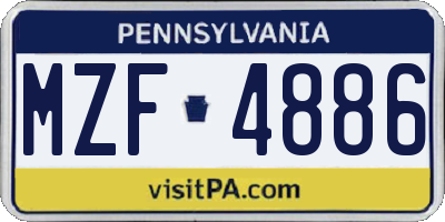 PA license plate MZF4886