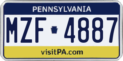 PA license plate MZF4887