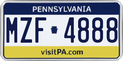 PA license plate MZF4888