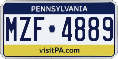 PA license plate MZF4889