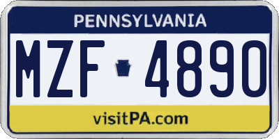 PA license plate MZF4890