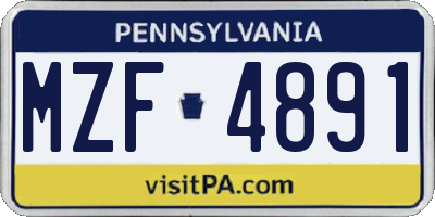 PA license plate MZF4891