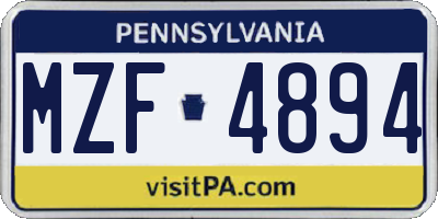 PA license plate MZF4894