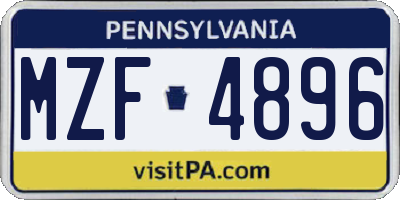 PA license plate MZF4896