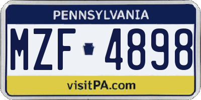 PA license plate MZF4898