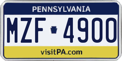PA license plate MZF4900