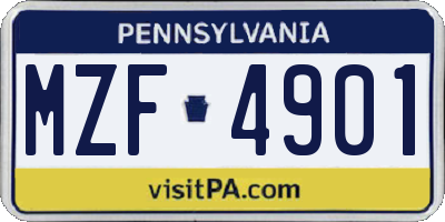 PA license plate MZF4901