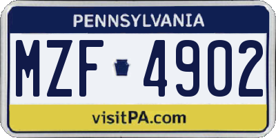 PA license plate MZF4902