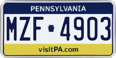 PA license plate MZF4903