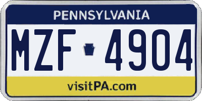 PA license plate MZF4904
